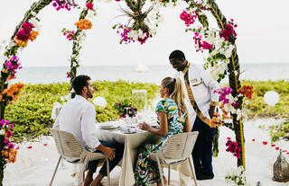 Romantic beach dining