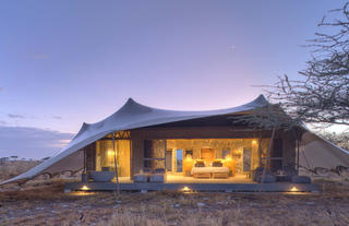 Namiri Plains - Tent Exterior at Dawn