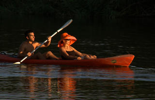 Canoeing in rainy season