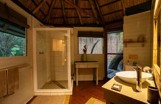 Indoor shower and basin