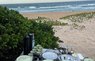 Turtle picnic dinner on beach