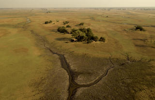 Aerial view of the Busanga Plains Camp.