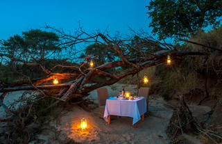 Candle light Dinner in the river bed 