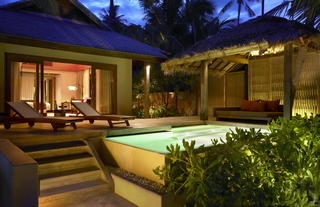 Our Ocean Pool Villa by night.