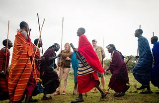 Maasai dance with guests