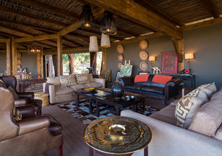 The lounge features traditional African decor