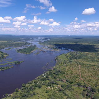 Aerial View of the Mpala Jena Concession &amp; the Zambezi River