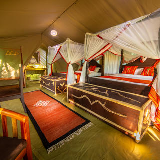 Inside the spacious tents