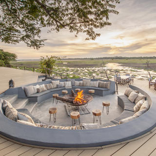 Superb fireplace and deck overlooking the floodplains