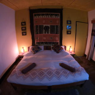 One of our four bedrooms lit up at night