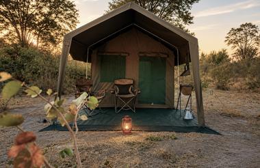 Tent at sunset 