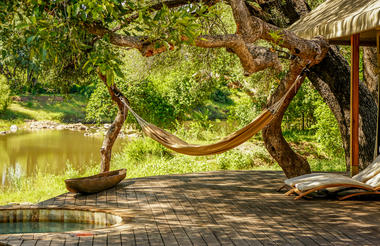 Tent deck and plunge pool overlooking the Limpopo