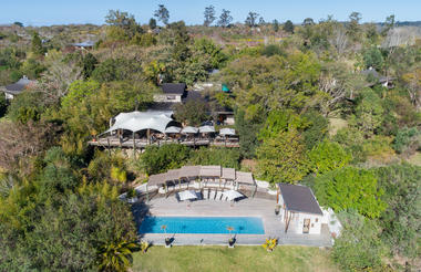 aerial view of lodge main building 