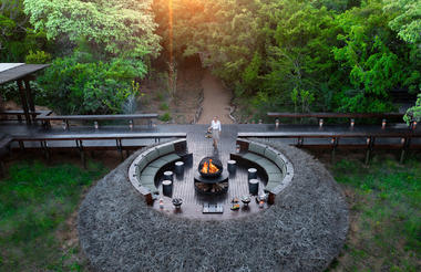 Phinda Forest Lodge firepit overlooking the open vlei
