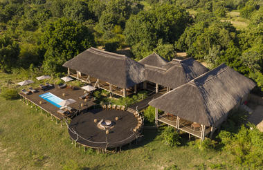 Aerial view of Chikunto Safari Lodge,  Luangwa River, Zambia