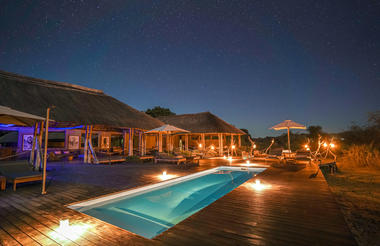The Lodge and Pool at night