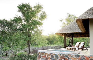 The private plunge pool and verandah of a Bush-facing Room