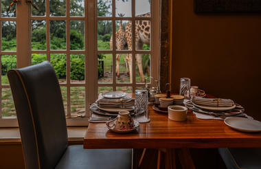 Breakfast with giraffes