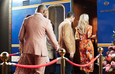 Guests boarding The Blue Train