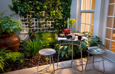 Enjoy a cup of fresh coffee on your private patio 