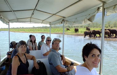 Viewing Elephants from a boat - highlight of the stay