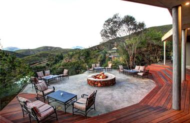 Tented Lodge Deck and firepit