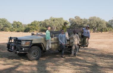 Walking safari with giraffe