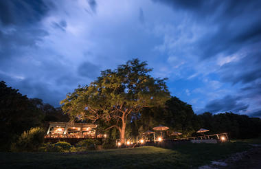 Main Camp Exterior View by Night