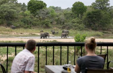 Watching elephants from the deck at Umkumbe