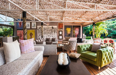 The deck and egg bar interior