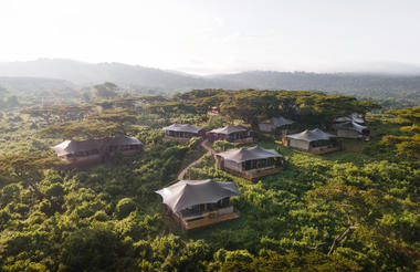 Drone image of the lodge 