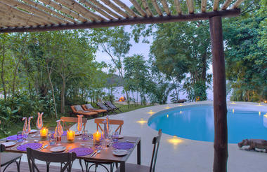 Rubondo Island Camp - Private dining around the swimming pool