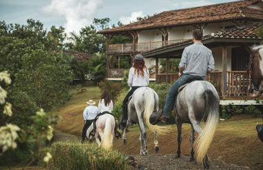 Horseback riding across the property