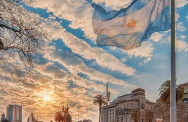 Argentina's flag at Plaza de Mayo