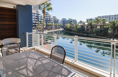 Patio seating area with Marina view