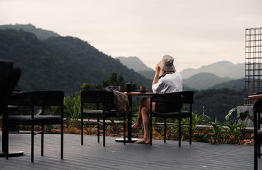Guest Bird watching at the Silverback Viewing Deck