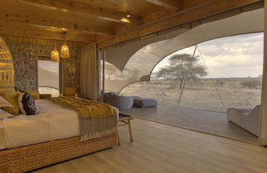 Namiri Plains - Tent Interior Looking Out On To the Plains