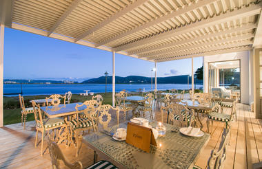 Outside deck at night