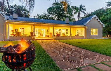 Lodge veranda at night