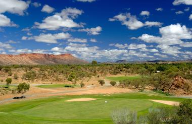 View over golf course