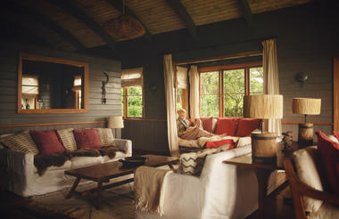 Relaxing in the afternoon in one of the sitting rooms at Entamanu