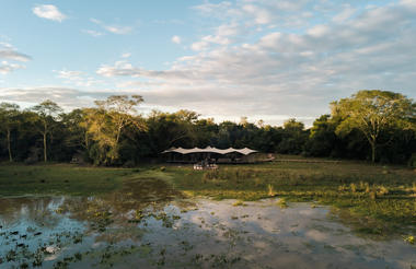 Aerial of Chicari Pan looking into camp