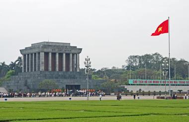 Ho Chi Minh Mausoleum with Vietnamese Flag - Hanoi