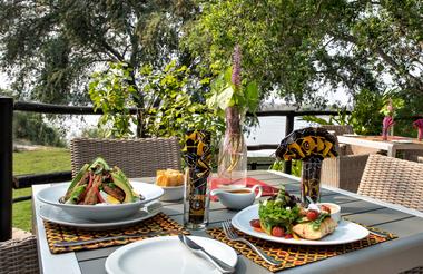 Waterberry - the restaurant deck overlooking the Zambezi