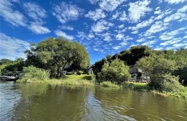 Waterberry Zambezi Lodge seen from the river
