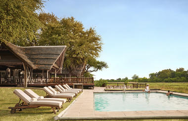 Heated swimming pool overlooking the Khwai River