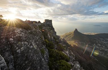 View of Lion's Head and Cape Town from Table Mountain