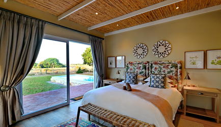 Bedroom with pool view