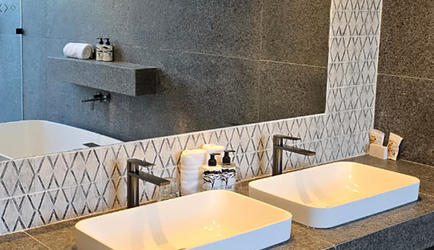 Modern bathroom with custom made tiles