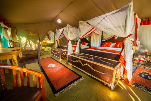 Inside the spacious tents